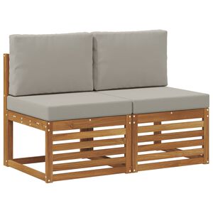 vidaXL 2 Pieza Sof&aacute; intermedio de exterior Madera de Acacia S&oacute;lida