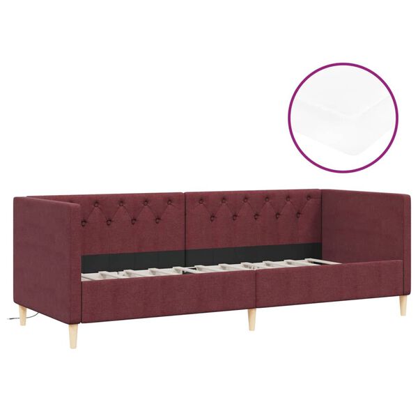 vidaXL Sof&aacute; cama con colch&oacute;n USB de tela morado 90x200 cm