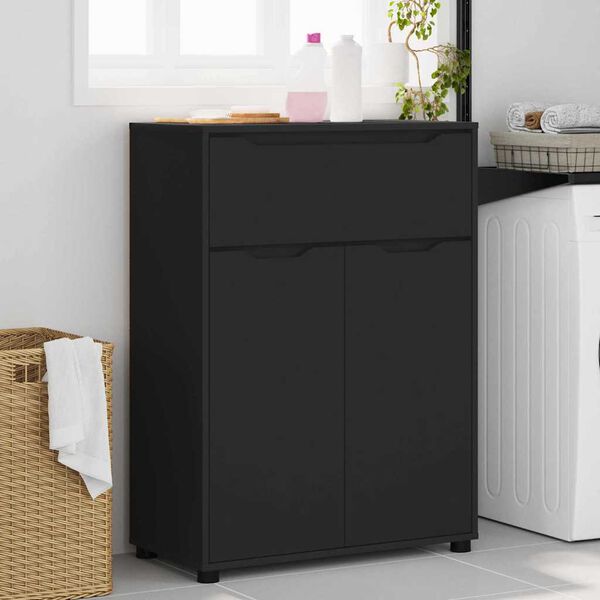 vidaXL Gabinete de Ba&ntilde;o con caj&oacute;n Manual Negro 72,5 x 36,5 x 100 cm