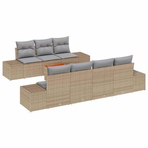 vidaXL Conjunto de sof&aacute;s de jard&iacute;n 8 uds. Beige rat&aacute;n sint&eacute;tico