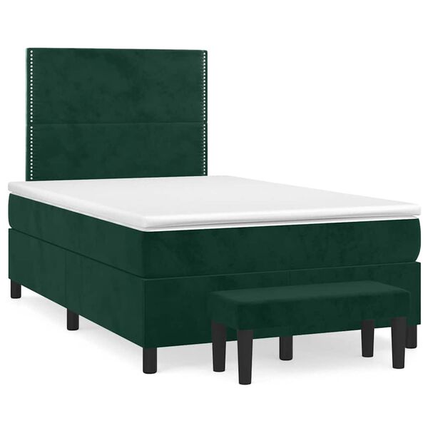 vidaXL Cama box spring con colch&oacute;n terciopelo verde oscuro 120x200 cm