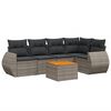 vidaXL Set de muebles de jard&iacute;n 6 pzas y cojines rat&aacute;n sint&eacute;tico gris