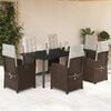 vidaXL Set comedor de jard&iacute;n 7 pzas con cojines rat&aacute;n sint&eacute;tico marr&oacute;n