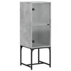 vidaXL Armario auxiliar con puerta vidrio gris hormig&oacute;n 35x37x100 cm