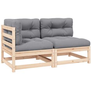 vidaXL Set de muebles de jard&iacute;n 2 pzas con cojines madera maciza pino