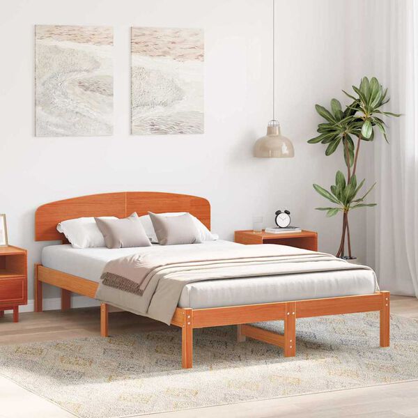 vidaXL Estructura de cama con cabecera Marr&oacute;n cera 120 x 200 cm