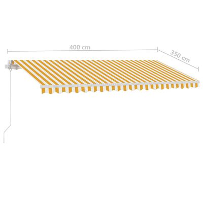vidaXL Toldo manual retráctil con LED amarillo y blanco 400x350 cm