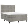 vidaXL Cama box spring colch&oacute;n y LED terciopelo gris claro 140x200 cm