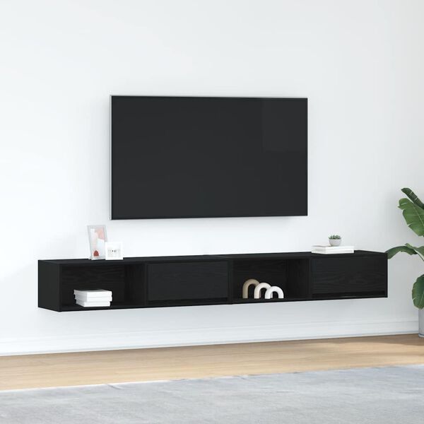 vidaXL Muebles de TV 2 uds Roble Negro 100x31x25,5cm Madera ingenier&iacute;a