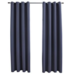 vidaXL Cortinas opacas con anillas de metal 2 pzs antracita 140x245 cm