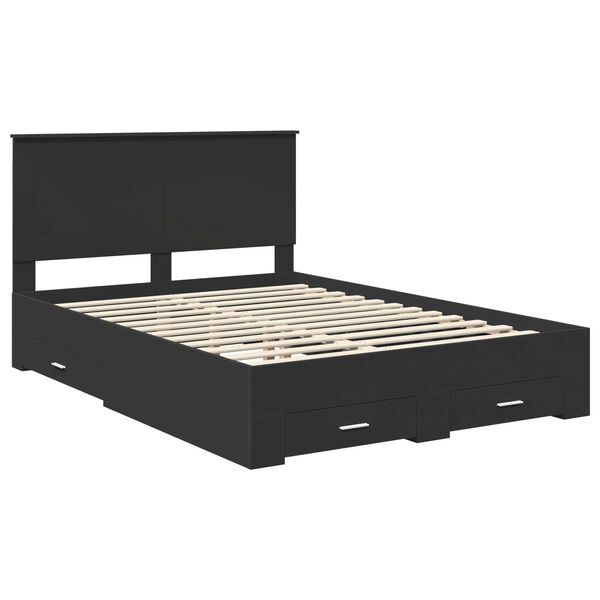 vidaXL Estructura de cama Negro 140 x 190 cm Madera de ingenier&iacute;a