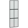 vidaXL Puerta corredera vidrio templado y aluminio negra 76x205 cm