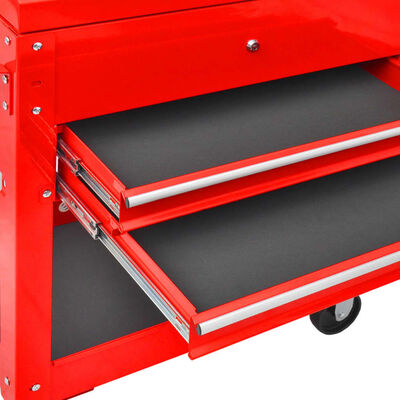 vidaXL Carrito-caja de herramientas 2 cajones de acero rojo