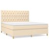 vidaXL Cama box spring con colch&oacute;n tela color crema 160x200 cm
