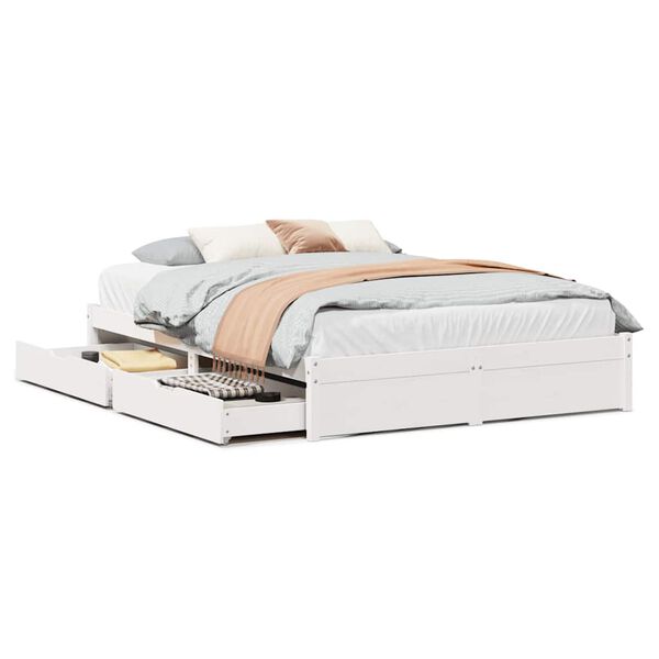 vidaXL Estructura de cama sin colchón madera de pino blanca 140x190 cm