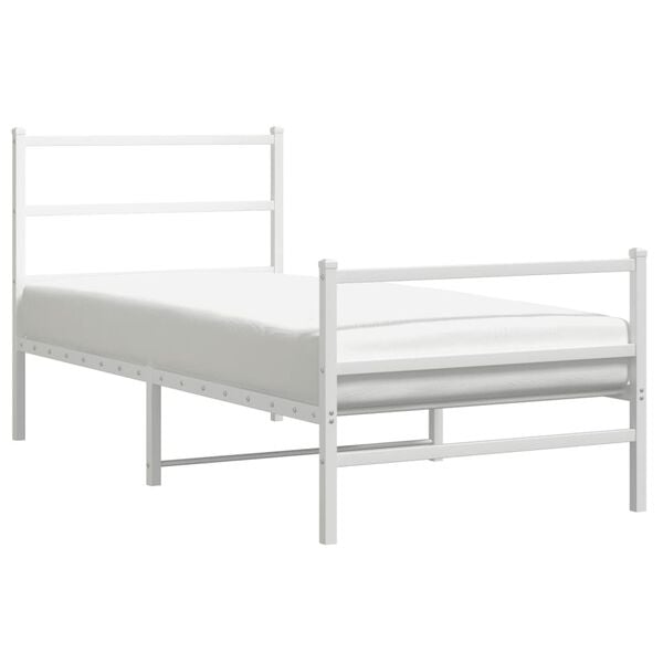 vidaXL Estructura cama sin colch&oacute;n con estribo metal blanco 90x200 cm