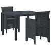 vidaXL Conjunto de Comedor de Jard&iacute;n 3 pcs Antracita Polipropileno