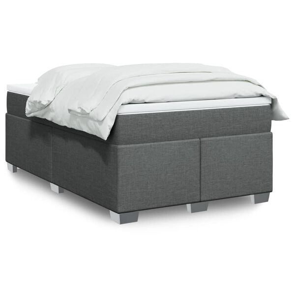 vidaXL Cama box spring con colch&oacute;n tela gris oscuro 120x190 cm