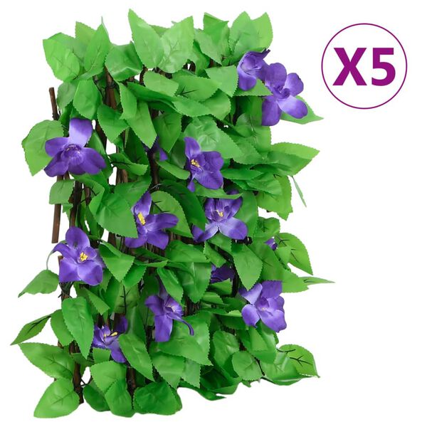 vidaXL Enrejado expansible hiedra artificial verde 5 uds 180x20 cm