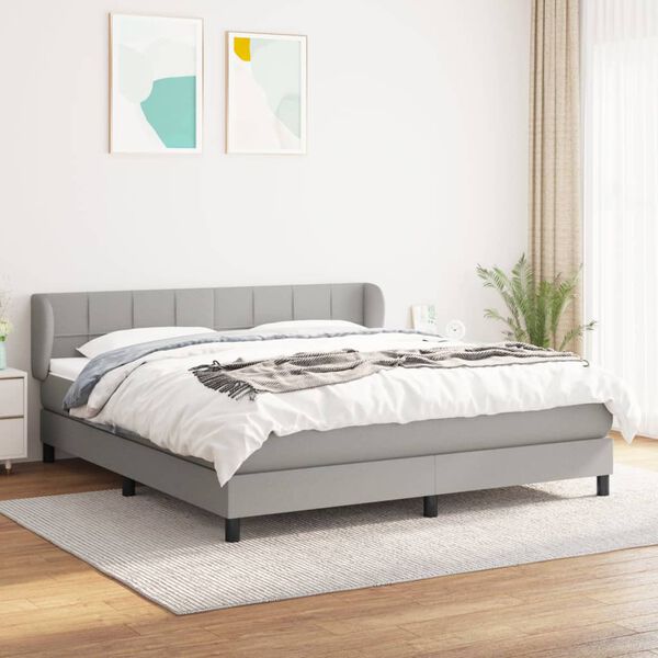 vidaXL Cama box spring con colch&oacute;n tela gris claro 180x200 cm