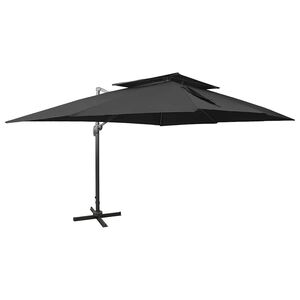 vidaXL Sombrilla de jard&iacute;n voladiza con doble techo negra 400x300 cm