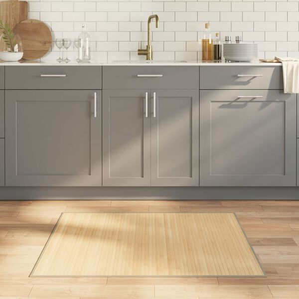 vidaXL Alfombra rectangular bamb&uacute; color natural claro 80x100 cm