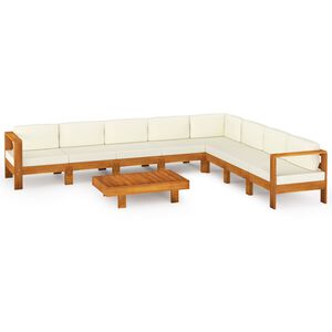 vidaXL Conjunto de jardín 9 piezas con cojines 100x60 cm madera de acacia
