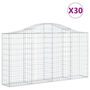 vidaXL Cestas gaviones 30 uds forma de arco hierro 200x30x100/120 cm