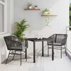 vidaXL Conjunto de Comedor de Jard&iacute;n con coj&iacute;n 3 pcs Negro