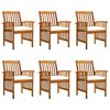 vidaXL Sillas de comedor de jard&iacute;n, 6 piezas con cojines, madera maciza de acacia