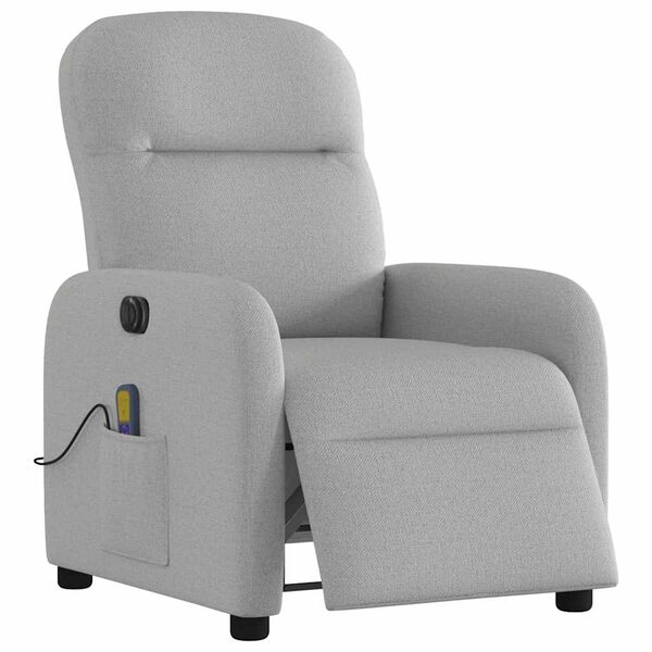 vidaXL Sill&oacute;n reclinable de masaje el&eacute;ctrico tela gris nube