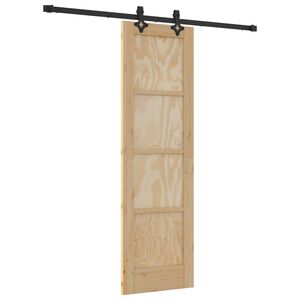 vidaXL Puerta Corredera Natural y negro 61 x 198,5 cm