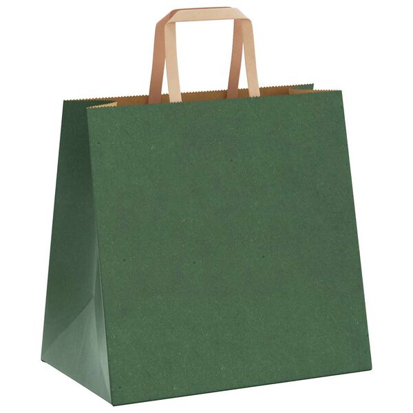 vidaXL Bolsas de papel con asas 250 uds verde 26x17x25 cm