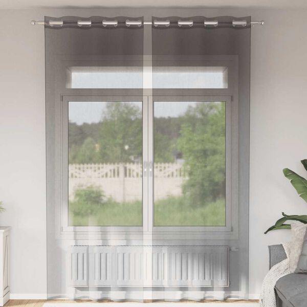 vidaXL Cortinas de gasa con ojales 2 uds gris oscuro 140x300 cm
