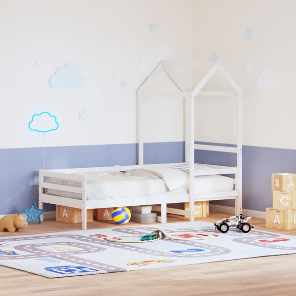 vidaXL Techo de cama infantil madera maciza blanco 118x70x176,5 cm