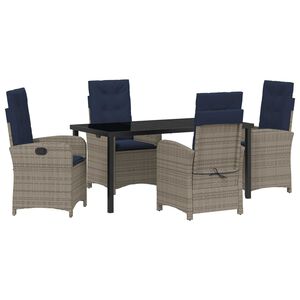 vidaXL Conjunto de Comedor de Jard&iacute;n 5 pcs Gris rat&aacute;n sint&eacute;tico