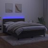 vidaXL Cama box spring colch&oacute;n y LED terciopelo gris oscuro 140x200 cm