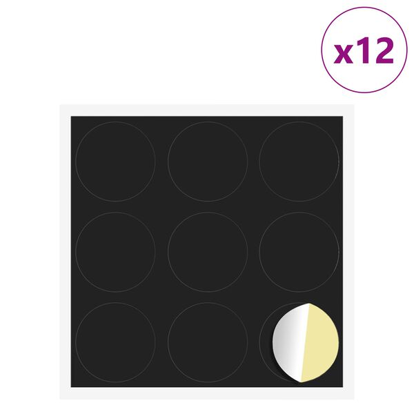 vidaXL Cubierta de Tornillo Autoadhesiva 12 pcs Negro &Oslash; 20 x 0,5 mm