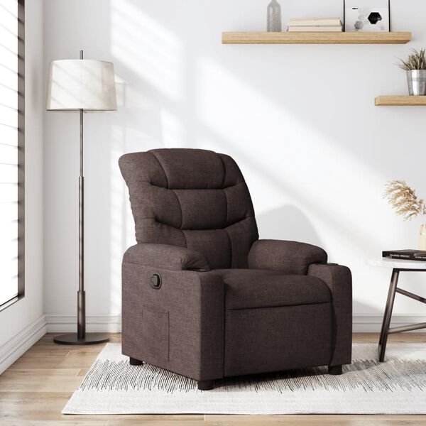 vidaXL Sill&oacute;n reclinable de tela marr&oacute;n oscuro