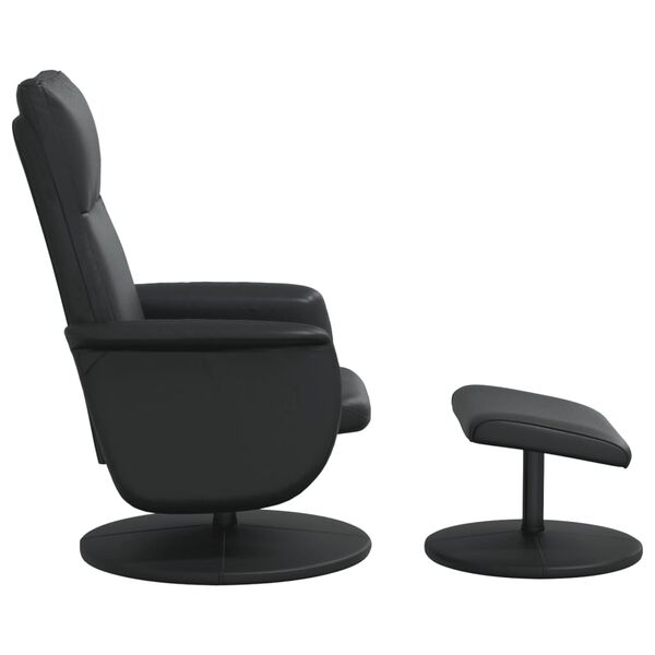 vidaXL Sill&oacute;n reclinable con reposapi&eacute;s cuero sint&eacute;tico negro