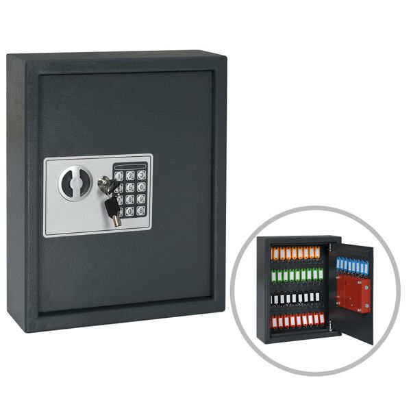 vidaXL Caja fuerte para llaves gris oscuro 30x10x36,5 cm