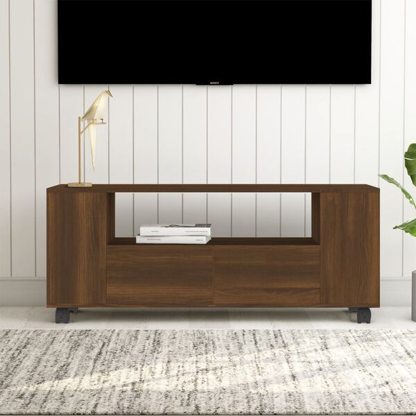vidaXL Mueble para TV madera contrachapada marrón roble 120x35x48 cm