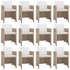 vidaXL Set comedor de jardín 13 piezas y cojines ratán sintético beige