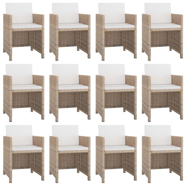 vidaXL Set comedor de jardín 13 piezas y cojines ratán sintético beige