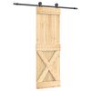 vidaXL Puerta Corredera Natural y negro 70 x 210 cm