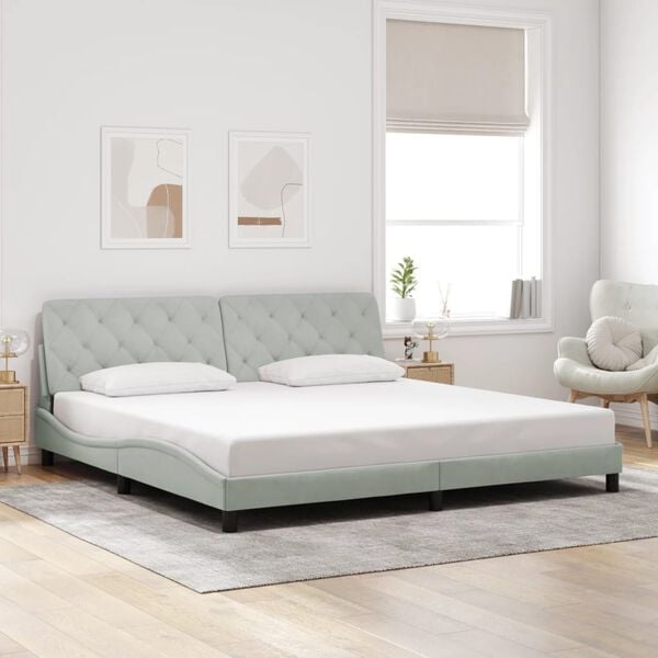 vidaXL Estructura de cama sin colch&oacute;n terciopelo gris claro 200x200 cm