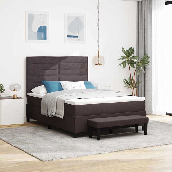 vidaXL Cama tipo Box Spring Marr&oacute;n Oscuro 140 x 200 cm tela