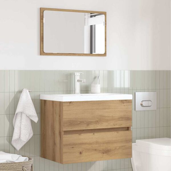vidaXL Juego de muebles de baño con cajón 2 pcs Roble artesanal