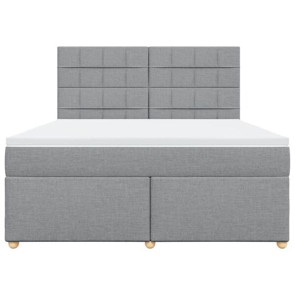 vidaXL Cama box spring con colchón tela gris claro 180x200 cm