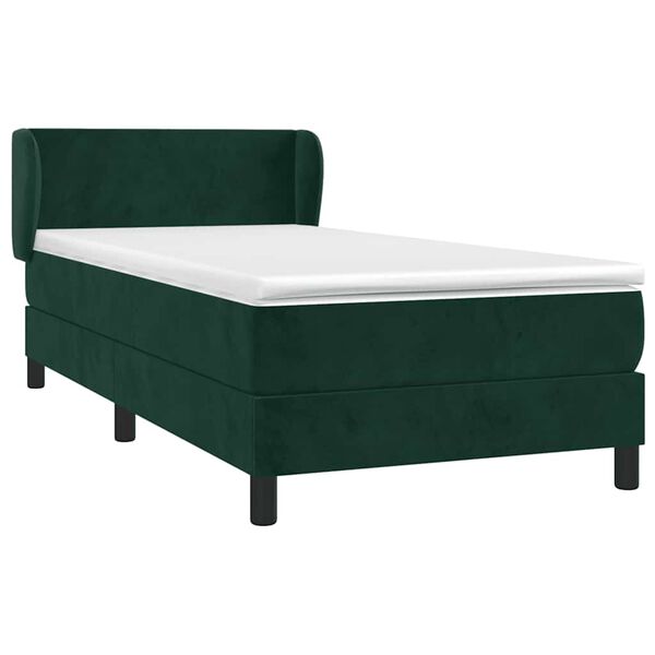 vidaXL Cama box spring con colch&oacute;n terciopelo verde oscuro 90x190 cm